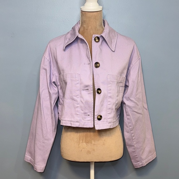 ASOS Light Purple Cropped Jean Jacket Size 0 - Picture 1 of 7